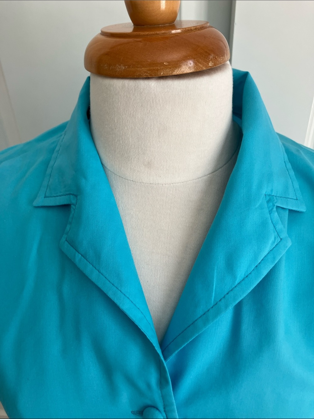 VTG Bright Turquoise Midi Shirtwaist Dress with Belt - Picture 2 of 10